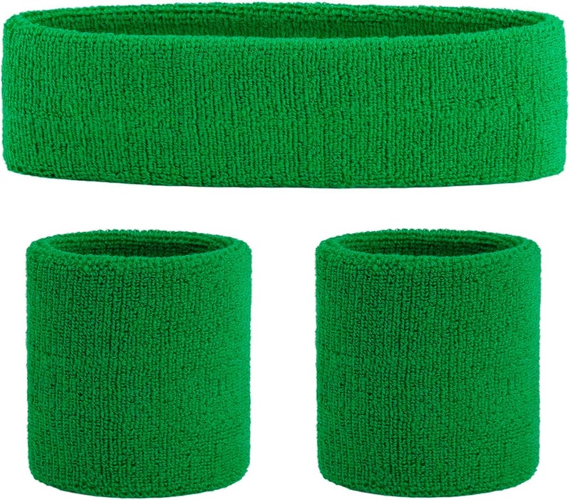 FACATH Sweatbands Headband and Wrist Set, Cotton Sweat Band for Athletic Men and Women, Sweatbands Sports Headbands for Working Out, Running, Basketball, Tennis, Yoga - Image 1